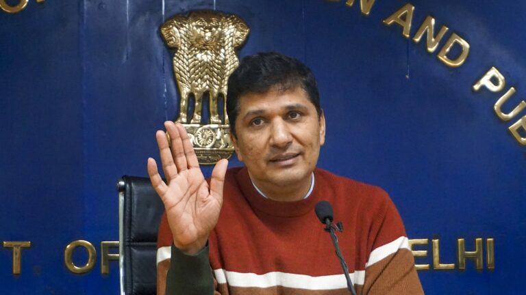 Saurabh Bharadwaj addressing media